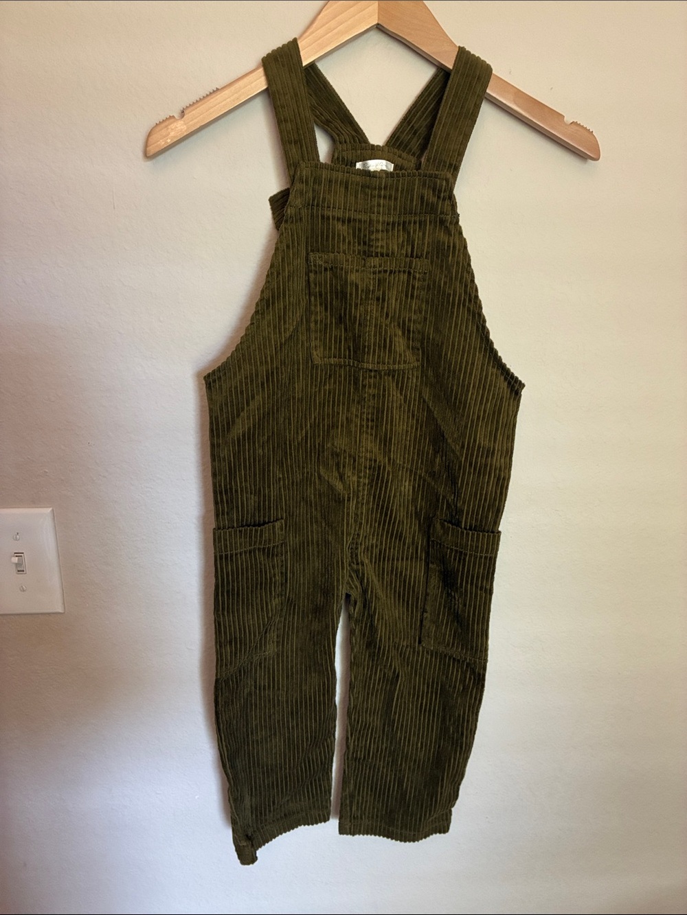 Rylee + Cru Olive Corduroy Kids Overalls 4-5 years